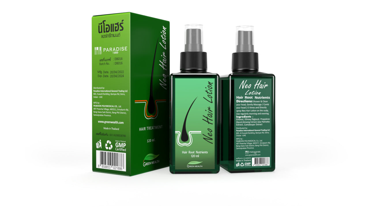 NEO Hair Lotion  Made in Thailand For Hair Regrowth 120ml, Green Wealth